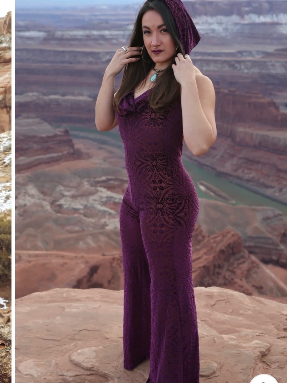 Women’s Purple Lace Hooded Jumpsuit